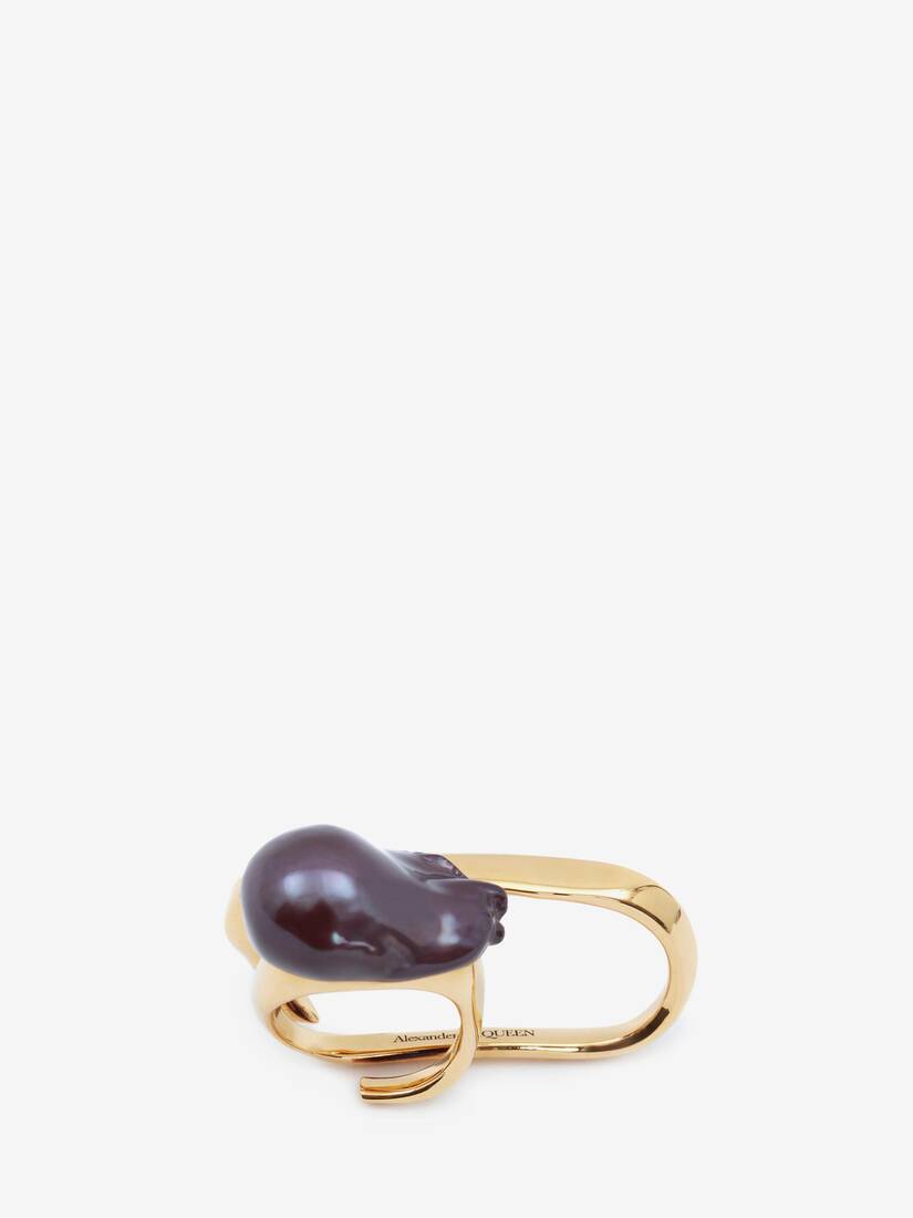 Anillos Alexander McQueen Pearl Double Mujer - Dorados - Mexico 824-JGEYXQ